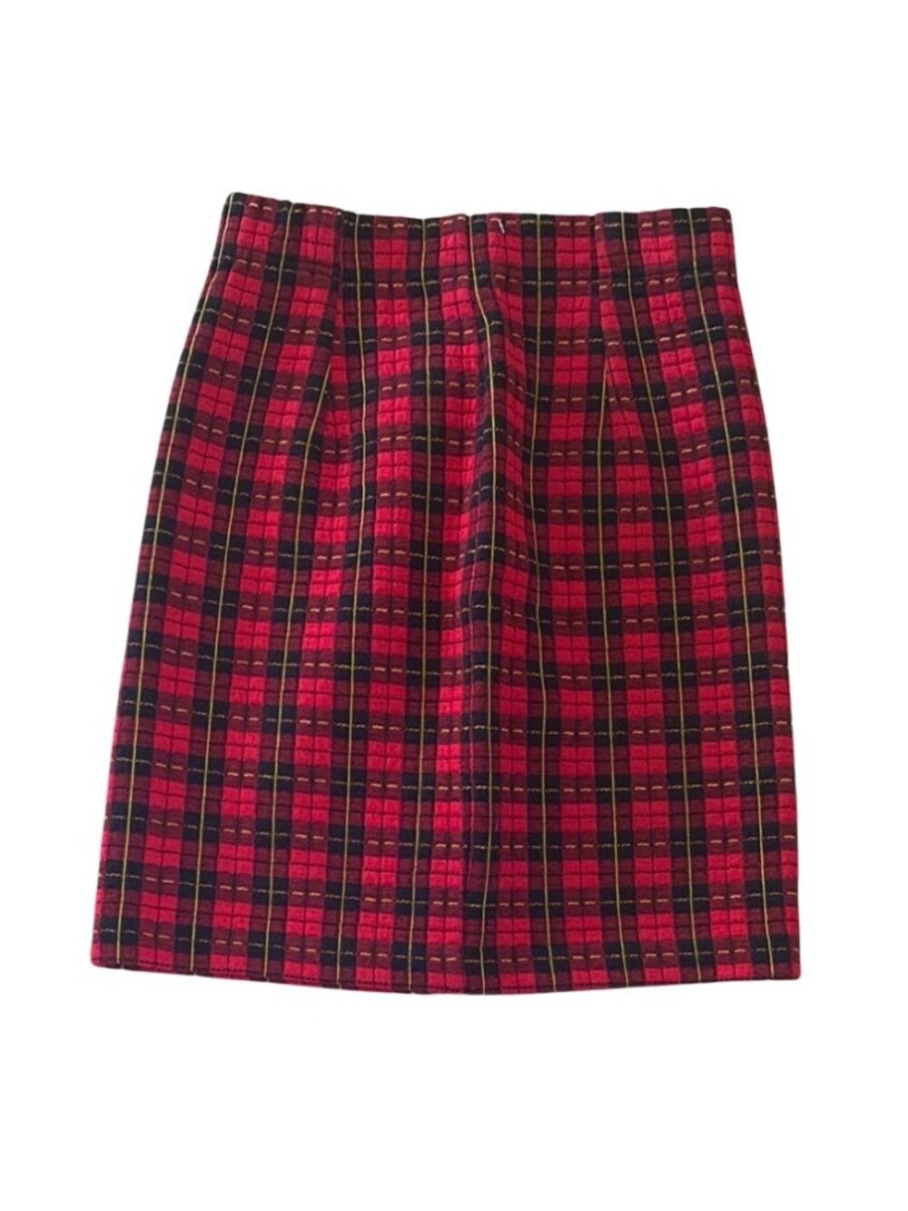 St Michael Skirt Red Tartan Plaid Size 8 High Waist Pencil United Kingdom